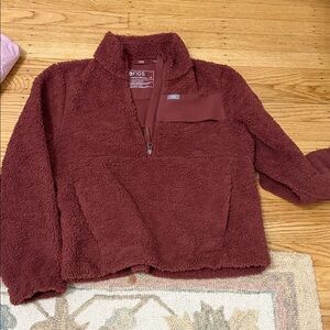 Figs Burgundy Sherpa Pullover. XS like new